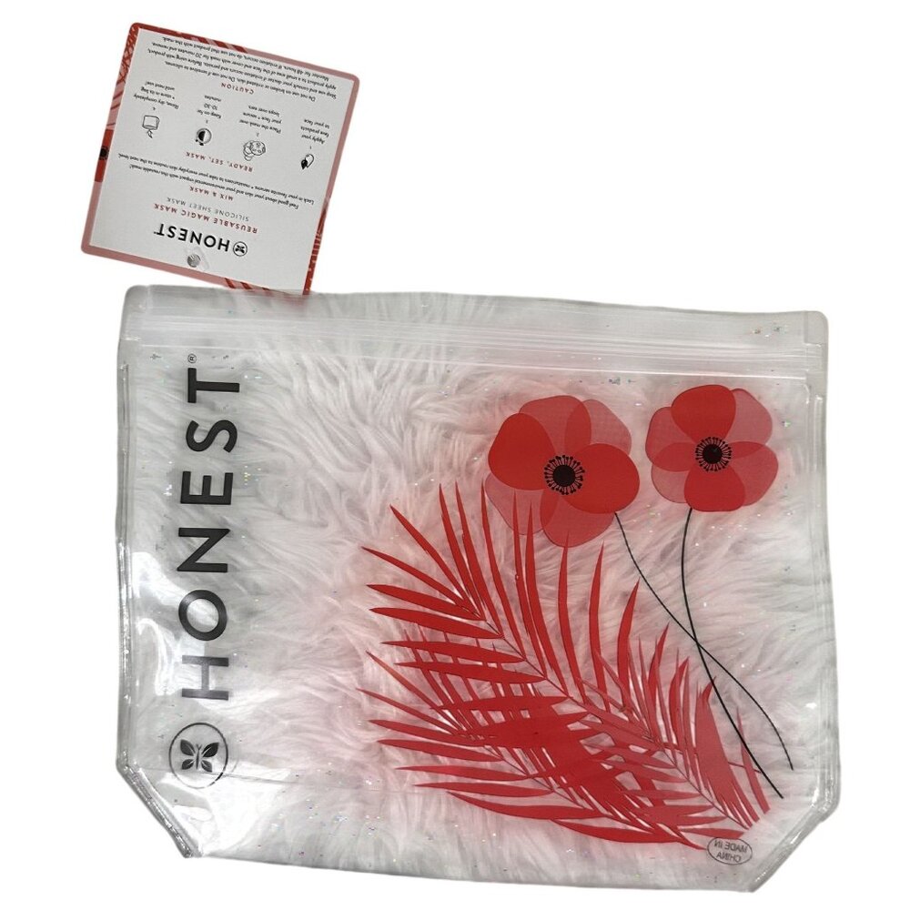Honest Co Clear Vinyl Cosmetic Pouch Makeup Case Travel Bag